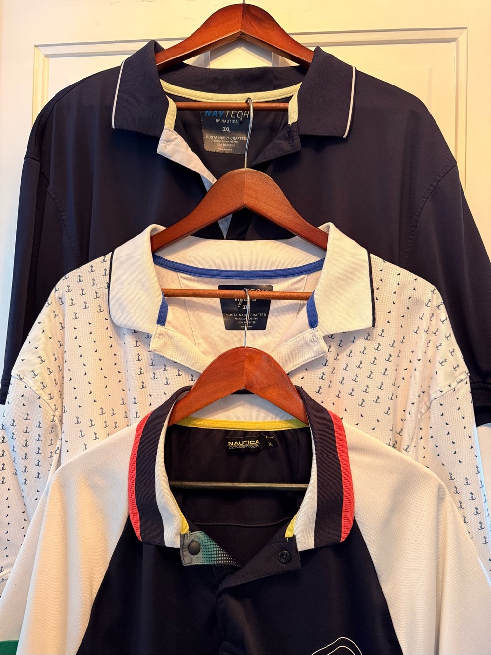 Nautica 3XL bundle - Navy striped, White Anchor Print & Navy Contrast-Trim Polo